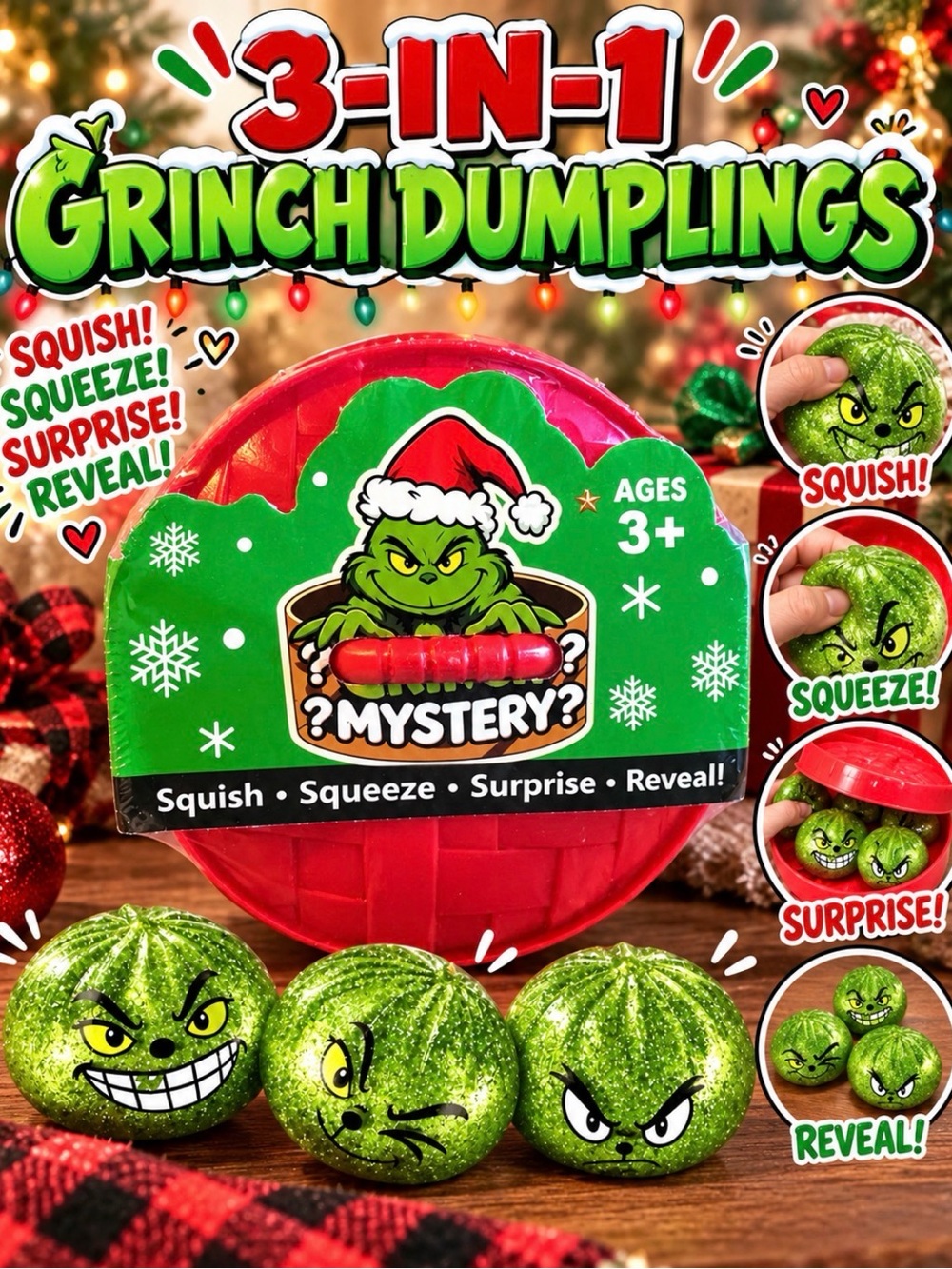 Grinch Dumplings 3-in-1 Mystery Squishy